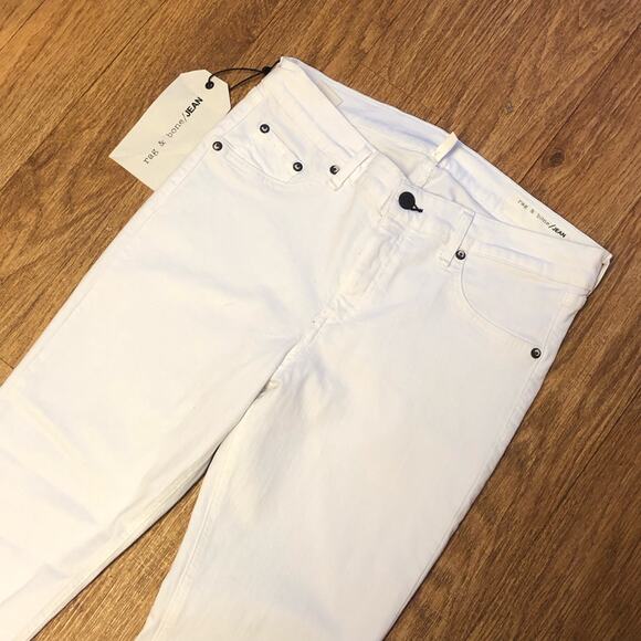 Rag & Bone White Blnc W/ Fray Capri Cropped Frayed Hemline Jeans Size 32 - Picture 2 of 12